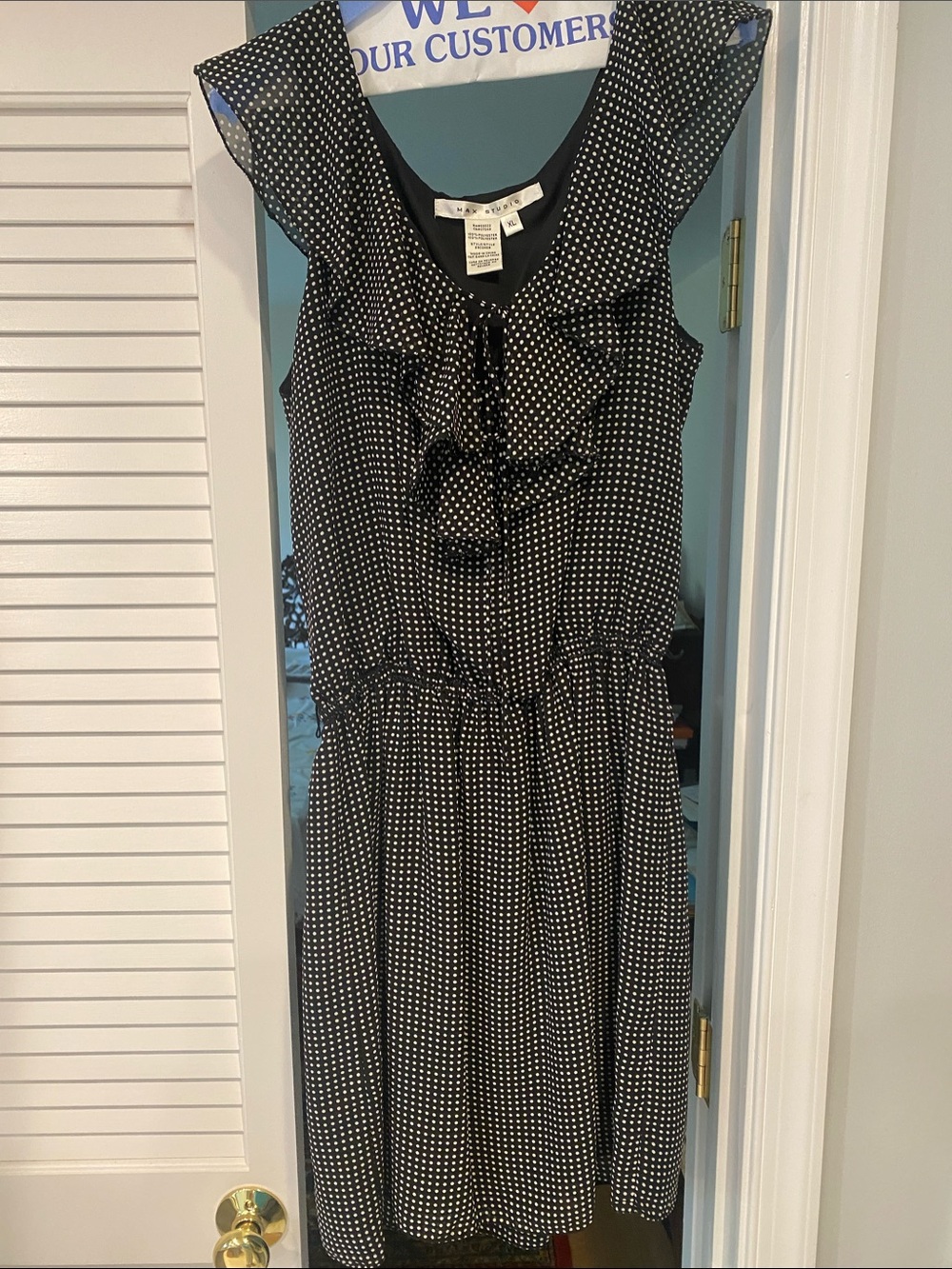 Max Studio Black Polka Dot Ruffle Dress